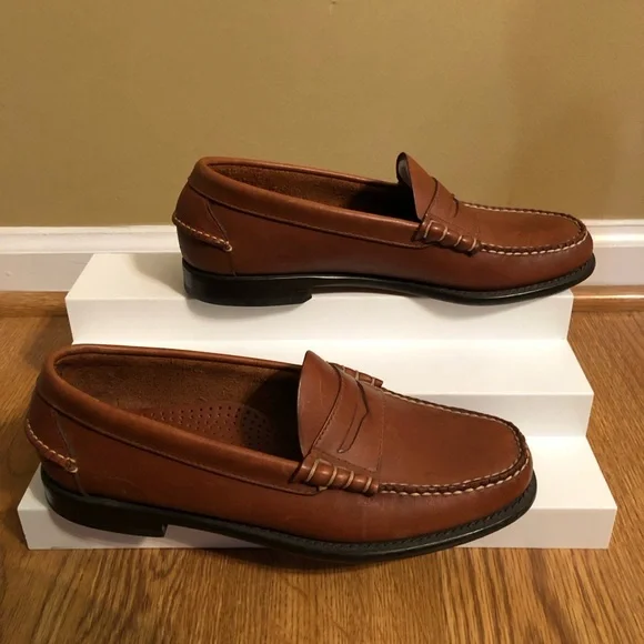 LL Bean Men’s Brown Leather Penny Loafers Slip on Casual Shoes Sz. 9 1/2 D. - Picture 4 of 8